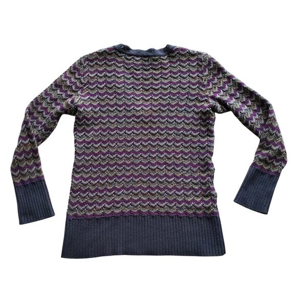 Missoni Vintage Wool Knit V-Neck Sweater Made in Italy Chevron Striped RARE Sz M - Picture 5 of 13